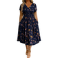👗Vestido de mujer con cuello en V, estampado floral y cintura retorcida
