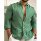 Camisa de lino y algodón de color liso para hombre (oferta por tiempo limitado)