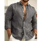 Camisa de lino y algodón de color liso para hombre (oferta por tiempo limitado)