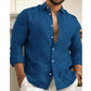 Camisa de lino y algodón de color liso para hombre (oferta por tiempo limitado)