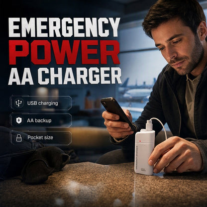 Cargador portátil de emergencia para teléfonos móvil, batería externa alimentada con pilas AA y linterna LE