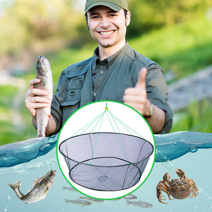 Red de pesca portátil, plegable y de mano con cuerd