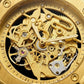 Men's Skeleton Dial Quartz Watch with Rhinestone Accents