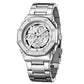 Men's Skeleton Dial Quartz Watch with Rhinestone Accents