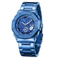 Men's Skeleton Dial Quartz Watch with Rhinestone Accents