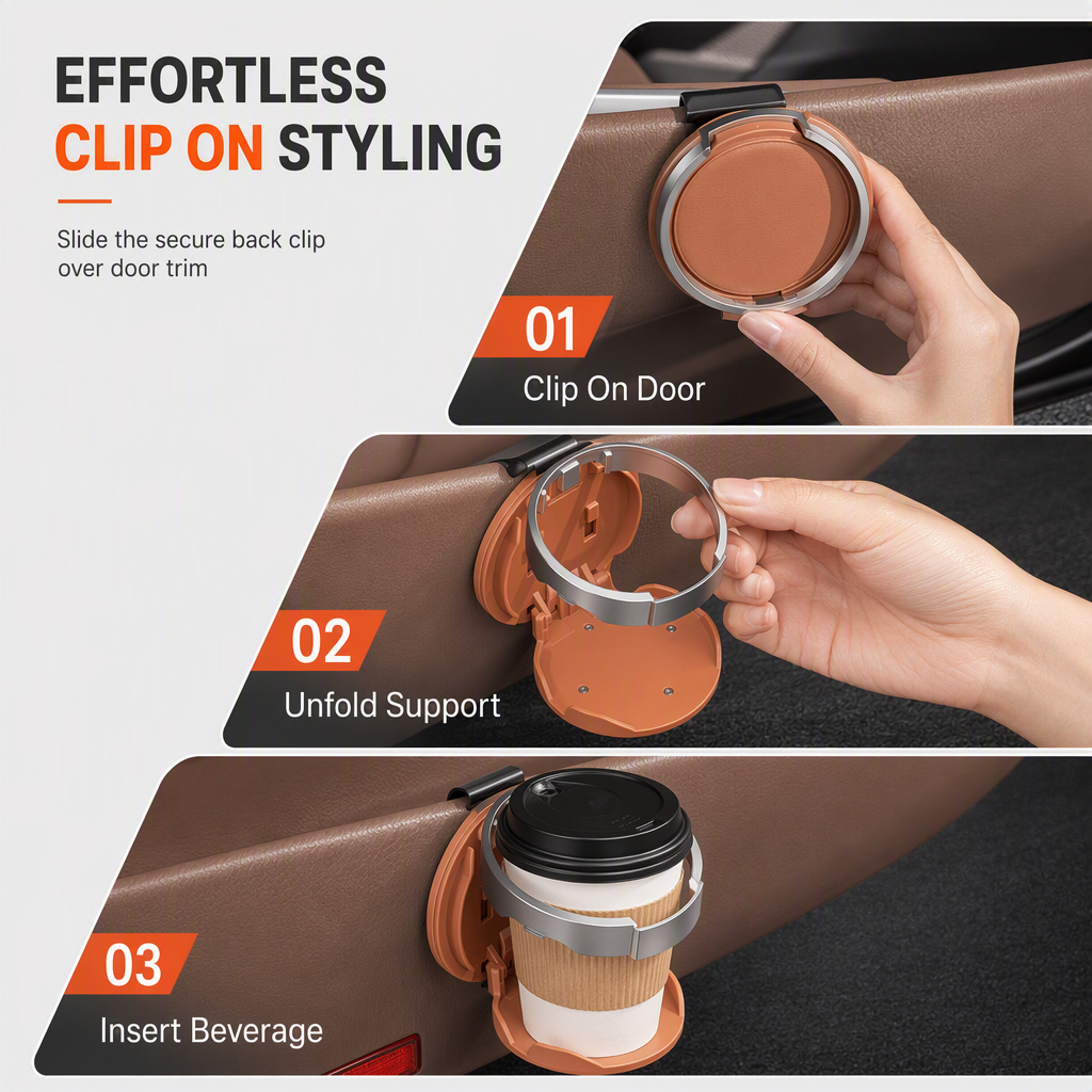 🚗🥤 Portavasos Plegable para Coche con Gancho - imagen 8