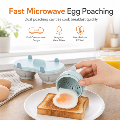 🍳 Poachador de Huevos para Microondas de Doble Compartimento
