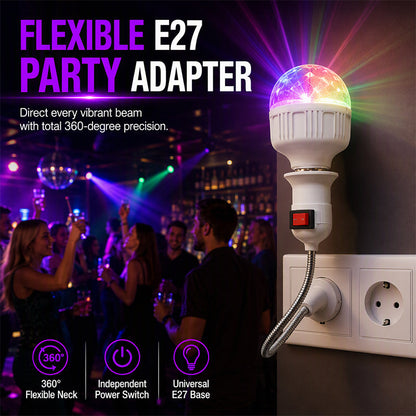 🎉 Luz de Fiesta RGB Giratoria con Adaptador Flexible