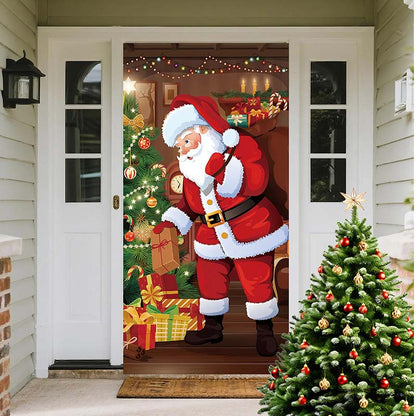 🎄 Cubierta Decorativa de Navidad para Puerta – 90 × 180 cm