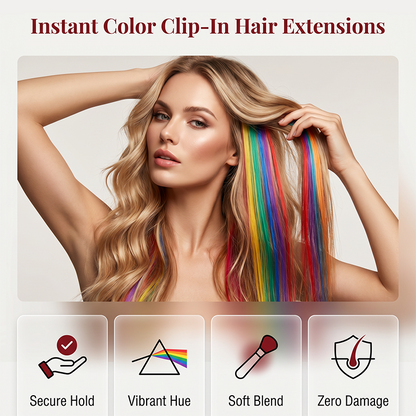🌈 Set de 12 Extensiones de Cabello de Colores con Clip