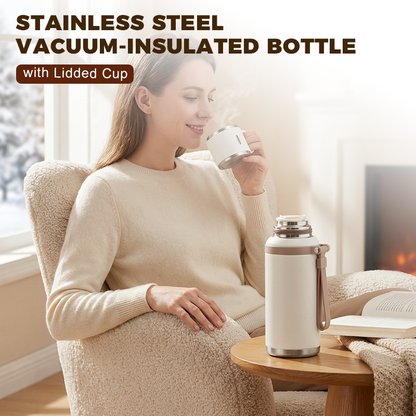 ☕ Botella Térmica de Acero Inoxidable de 600 ml con Tapa-Vaso