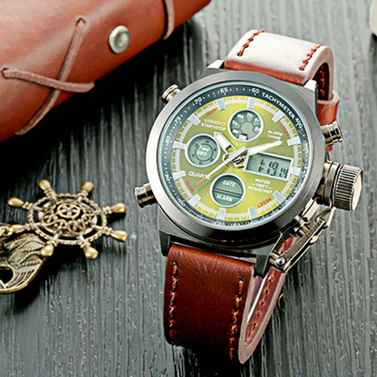 ⌚ Reloj Vintage de Doble Pantalla con Cuarzo + LED