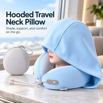 ✈️ Almohada Cervical de Viaje con Capucha y Ajuste Regulable