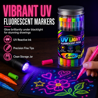 🌈 Set de Rotuladores Neón Reactivos a Luz UV