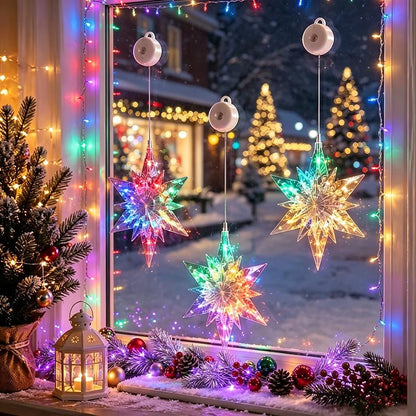 🎄 Luz Navideña Reutilizable para Ventana con Ventosa